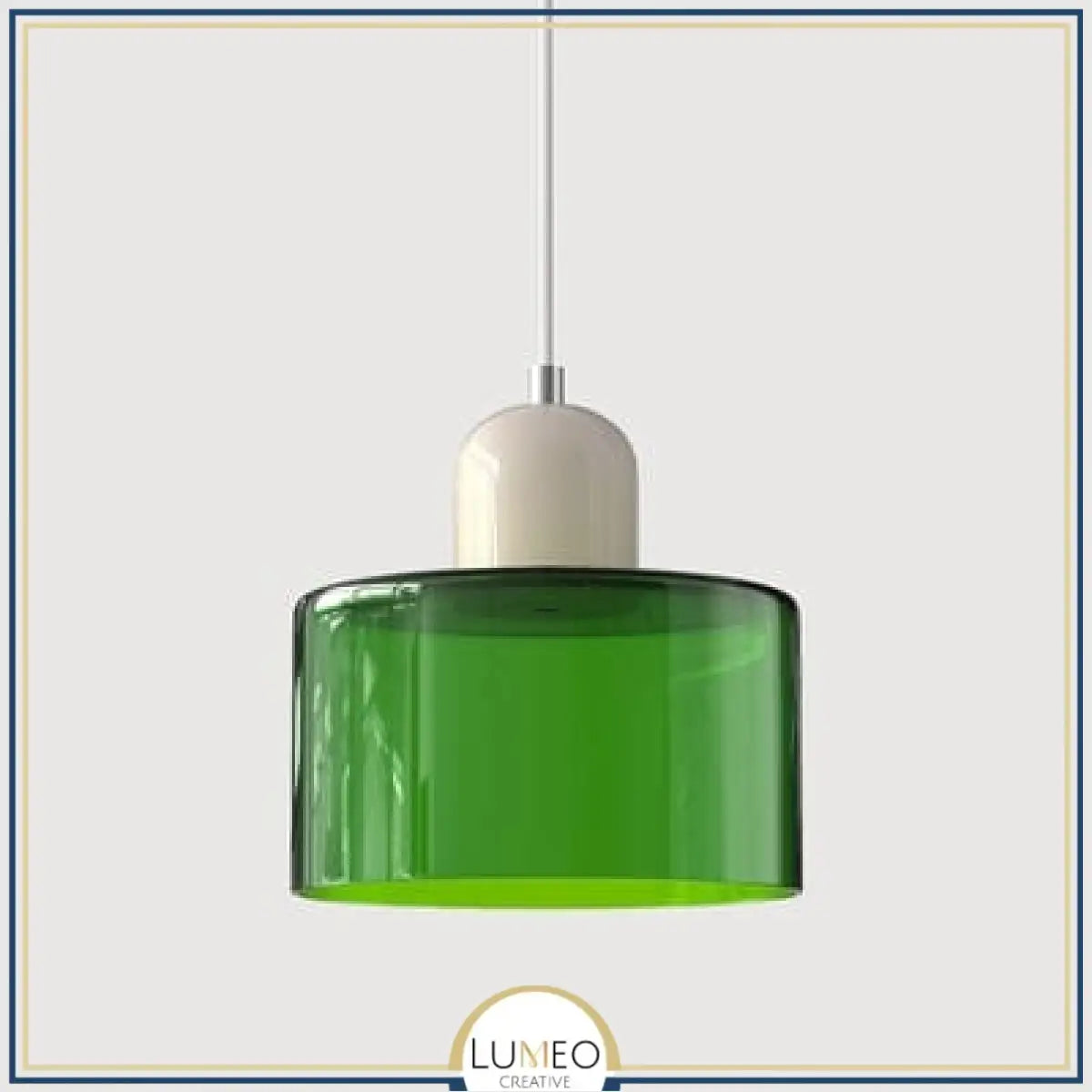 Abat jour | Suspension en verre coloré Élégance rétro & touche pop Vert impérial / Blanc / 1.5 m