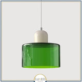 Abat jour | Suspension en verre coloré Élégance rétro & touche pop Vert impérial / Blanc / 1.5 m