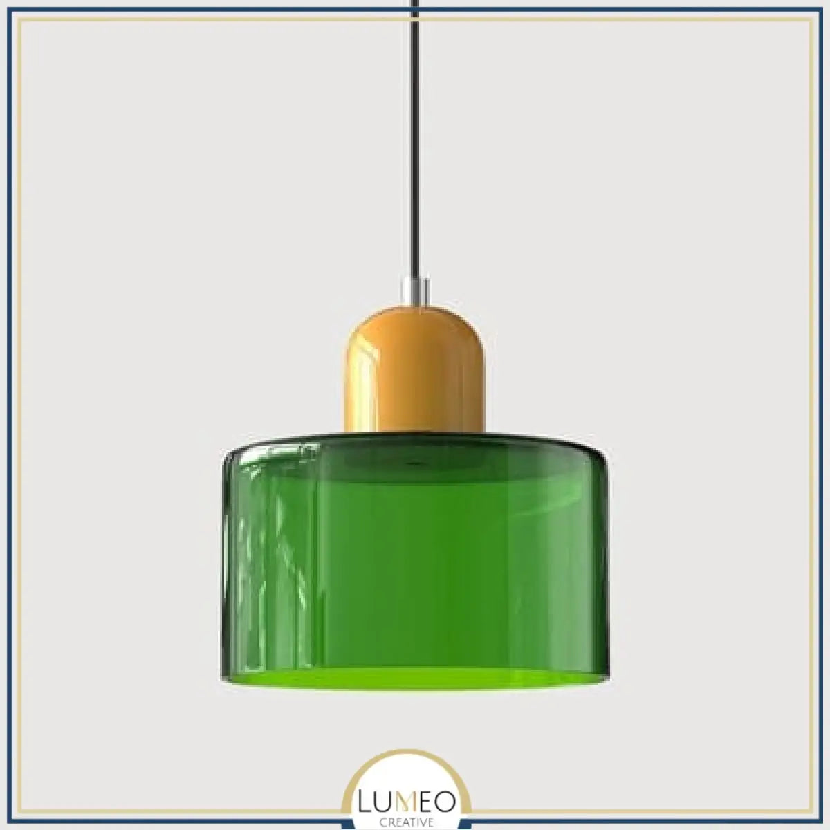 Abat jour | Suspension en verre coloré Élégance rétro & touche pop Vert impérial / Jaune / 1.5 m