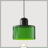 Abat jour | Suspension en verre coloré Élégance rétro & touche pop Vert impérial / Noir / 1.5 m