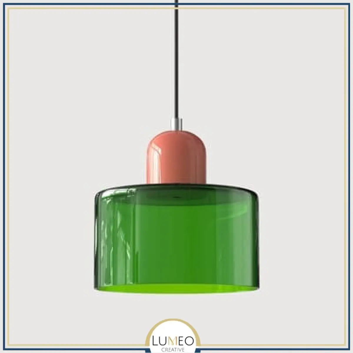Abat jour | Suspension en verre coloré Élégance rétro & touche pop Vert impérial / Rose / 1.5 m