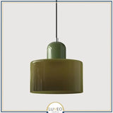 Abat jour | Suspension en verre coloré Élégance rétro & touche pop Vert kaki / Vert / 1.5 m