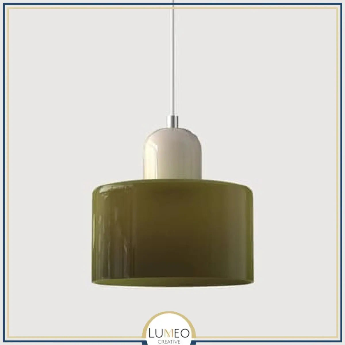 Abat jour | Suspension en verre coloré Élégance rétro & touche pop Vert kaki / Blanc / 1.5 m