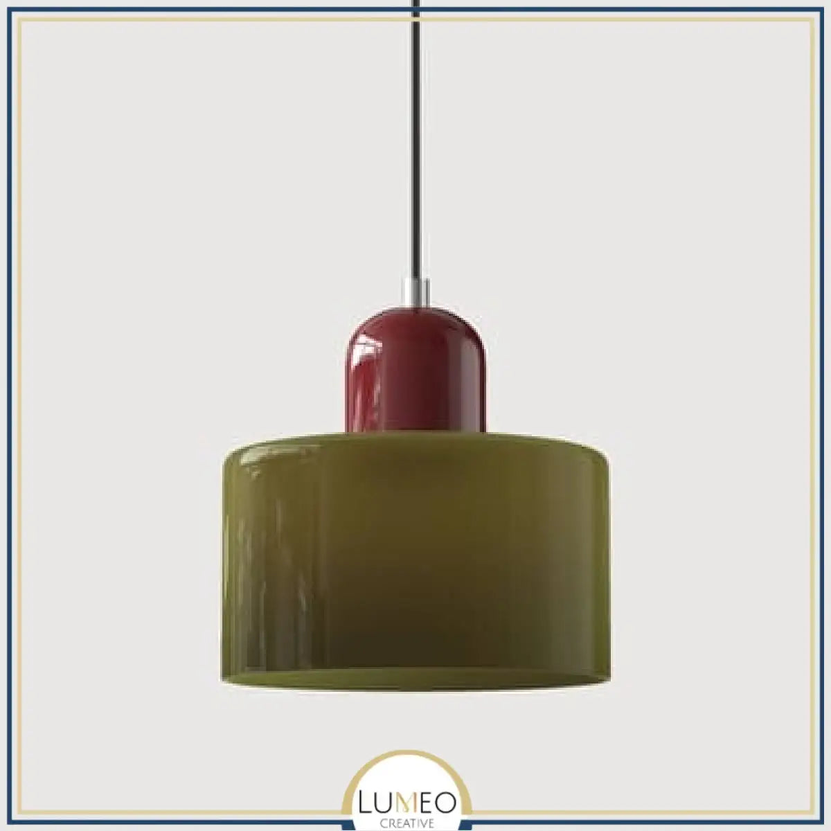 Abat jour | Suspension en verre coloré Élégance rétro & touche pop Vert kaki / Bordeau / 1.5 m
