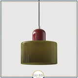 Abat jour | Suspension en verre coloré Élégance rétro & touche pop Vert kaki / Bordeau / 1.5 m