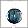 Abat jour | Suspension globe en verre nervuré Éclat rétro & charme coloré 15 cm / Bleu / 1.5 m