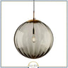 Abat jour | Suspension globe en verre nervuré Éclat rétro & charme coloré 15 cm / Gris / 1.5 m