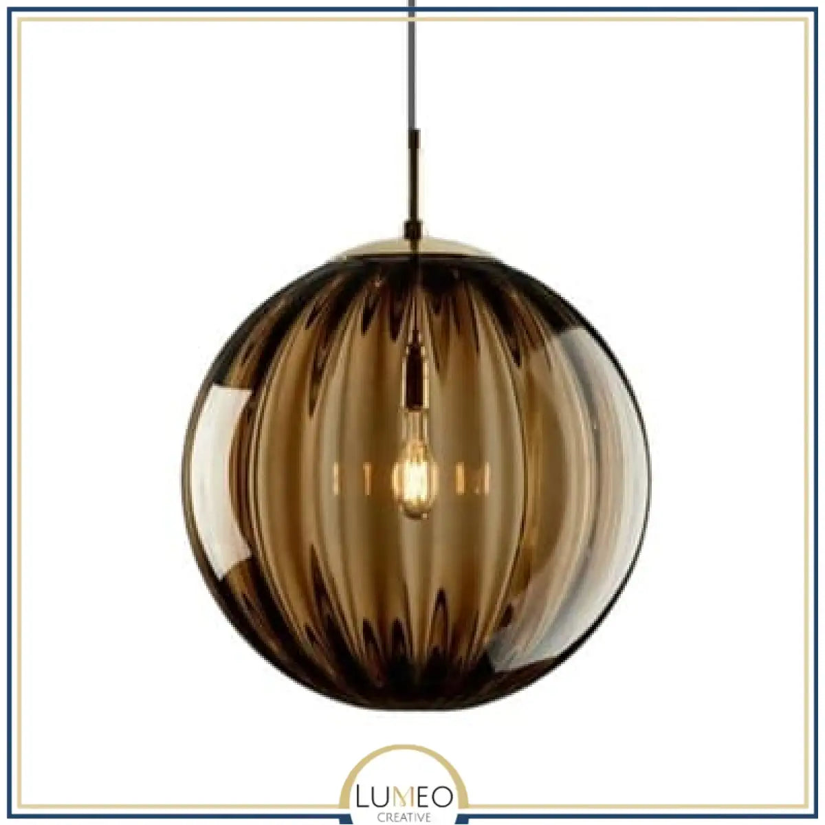 Abat jour | Suspension globe en verre nervuré Éclat rétro & charme coloré 15 cm / Marron / 1.5 m