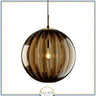 Abat jour | Suspension globe en verre nervuré Éclat rétro & charme coloré 15 cm / Marron / 1.5 m
