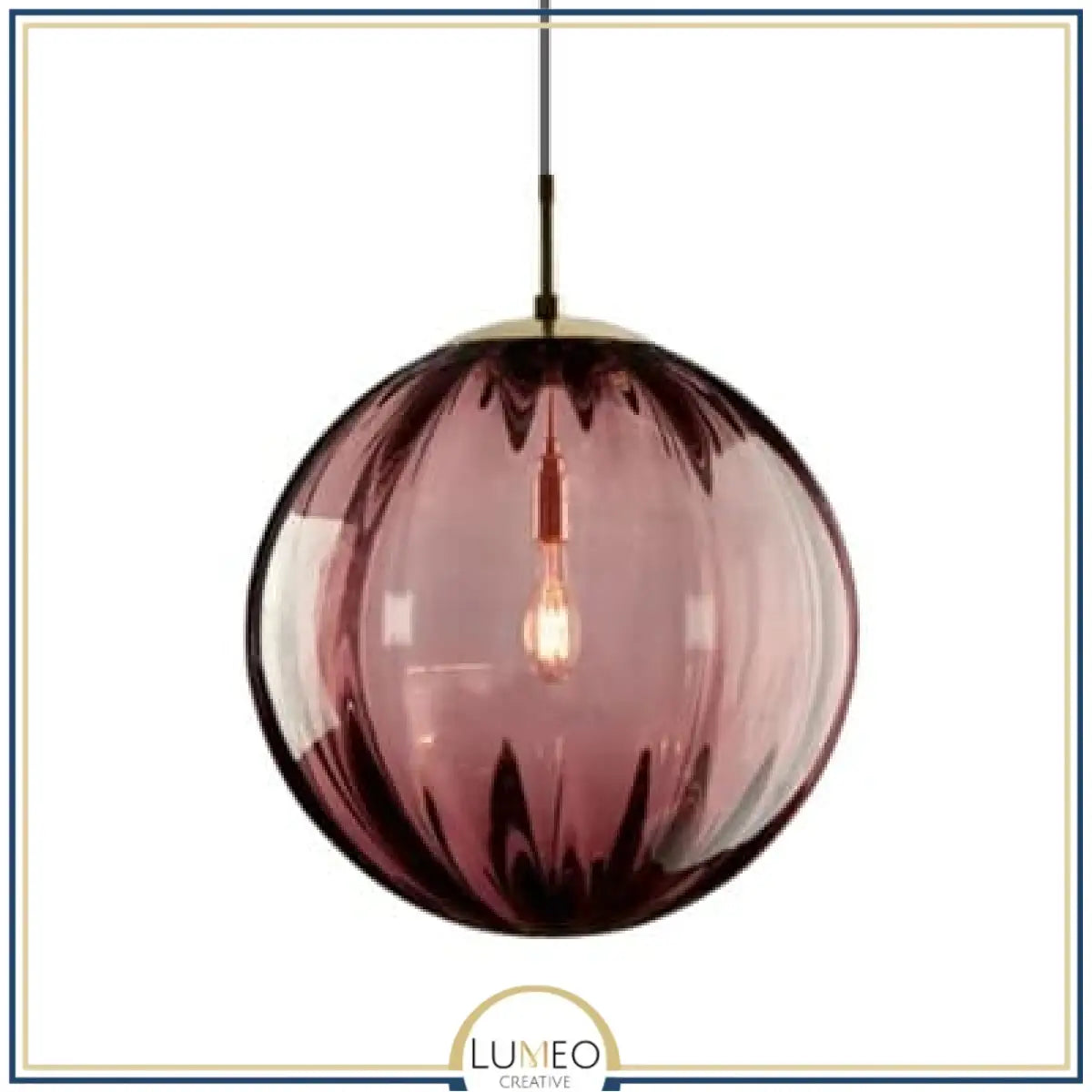 Abat jour | Suspension globe en verre nervuré Éclat rétro & charme coloré 15 cm / Rouge / 1.5 m