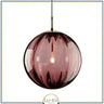 Abat jour | Suspension globe en verre nervuré Éclat rétro & charme coloré 15 cm / Rouge / 1.5 m