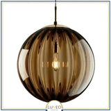 Abat jour | Suspension globe en verre nervuré Éclat rétro & charme coloré 20 cm / Marron / 1.5 m
