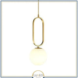 Abat jour | Suspension noir ou doré & boule en verre dépoli 15 cm | Or / Anse / 1.2 m