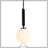 Abat jour | Suspension noir ou doré & boule en verre dépoli 15 cm | Noir / Tube / 1.2 m