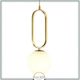 Abat jour | Suspension noir ou doré & boule en verre dépoli 20 cm | Or / Anse / 1.2 m
