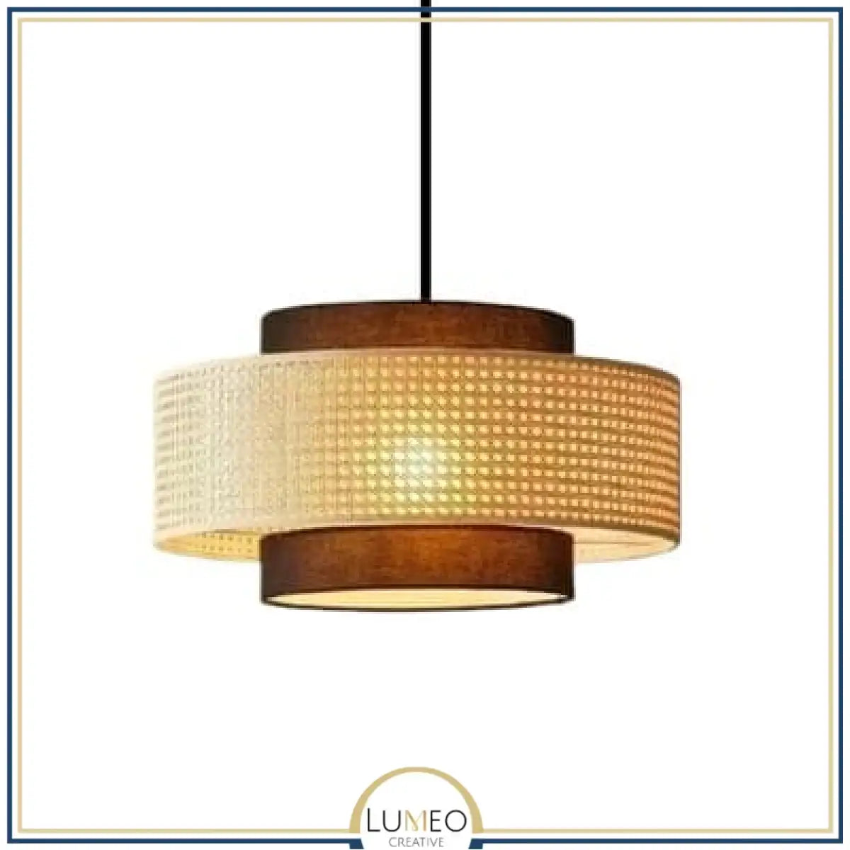 Abat jour | Suspension ronde en rotin tressé style bohème 40 cm / Marron / 1.2 m