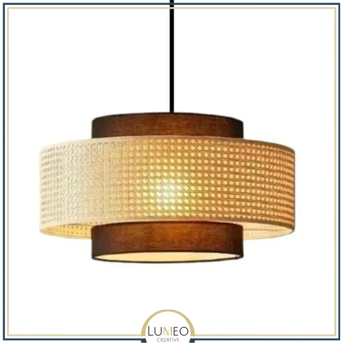 Abat jour | Suspension ronde en rotin tressé style bohème 50 cm / Marron / 1.2 m