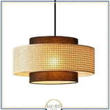 Abat jour | Suspension ronde en rotin tressé style bohème 50 cm / Marron / 1.2 m