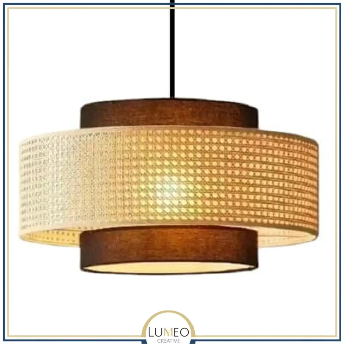 Abat jour | Suspension ronde en rotin tressé style bohème 60 cm / Marron / 1.2 m