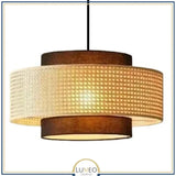 Abat jour | Suspension ronde en rotin tressé style bohème 60 cm / Marron / 1.2 m