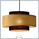 Abat jour | Suspension ronde en rotin tressé style bohème 60 cm / Noir / 1.2 m