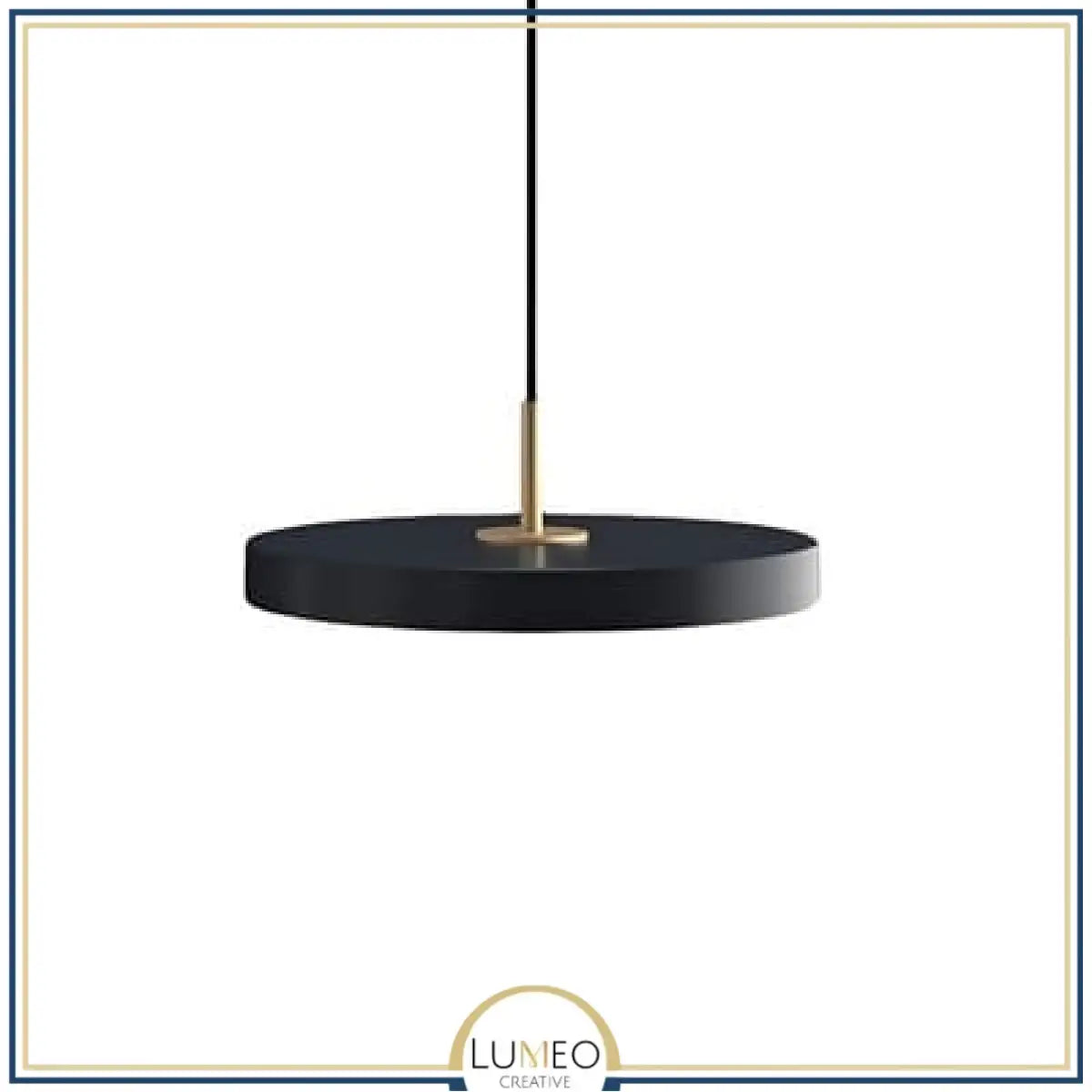 Abat jour | Suspension ronde minimaliste au style nordique Luminaire suspendu à LED 23 cm / Noir / 1.5 m