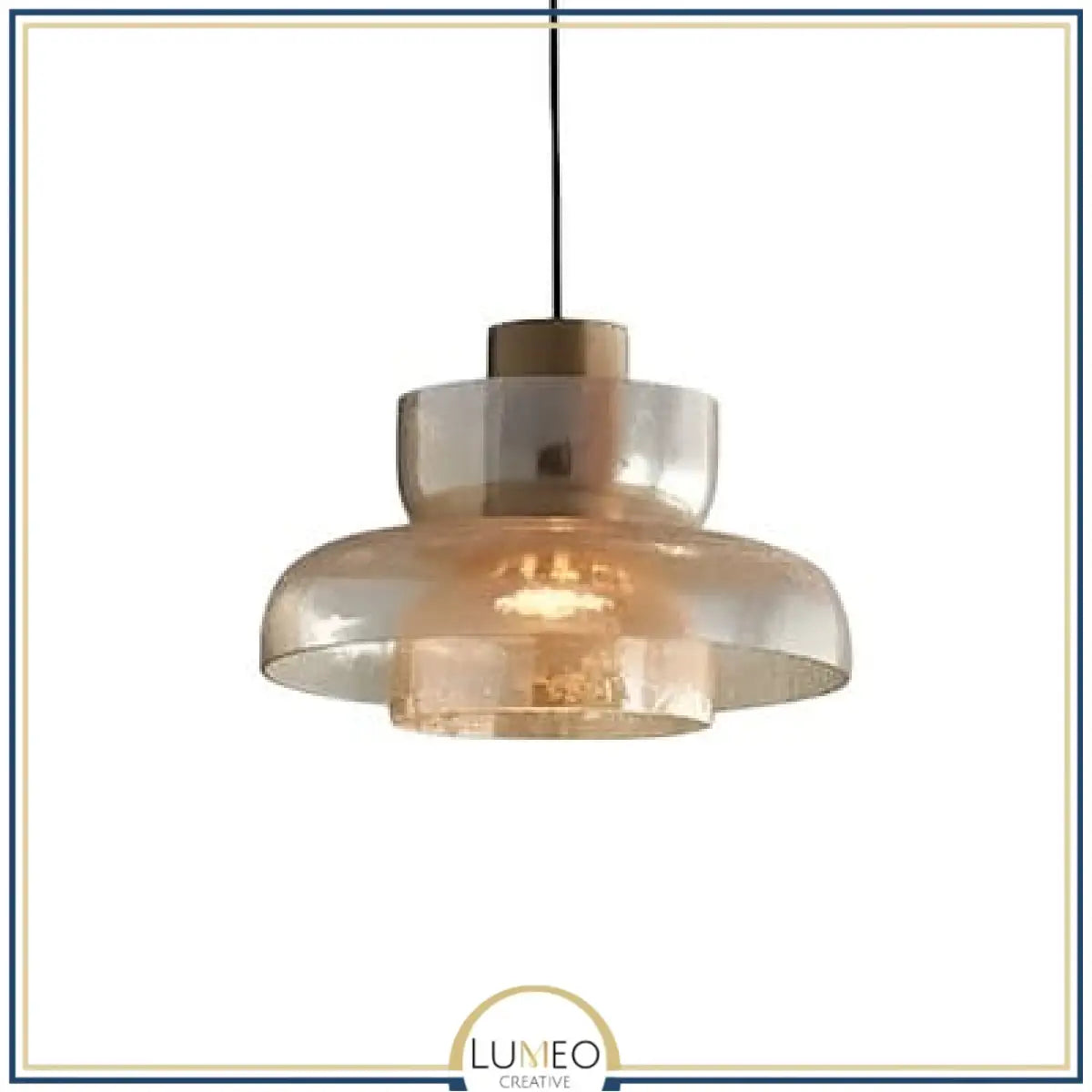 Abat jour | Suspension verre craquelé et laiton Élégance vintage & lumière texturée B / Ambre / 1.5 m