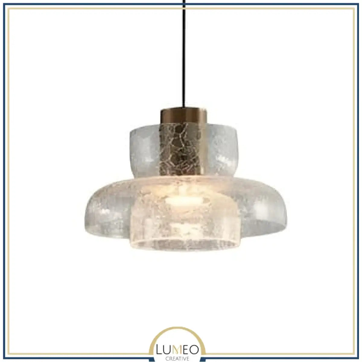 Abat jour | Suspension verre craquelé et laiton Élégance vintage & lumière texturée B / Transparent / 1.5 m
