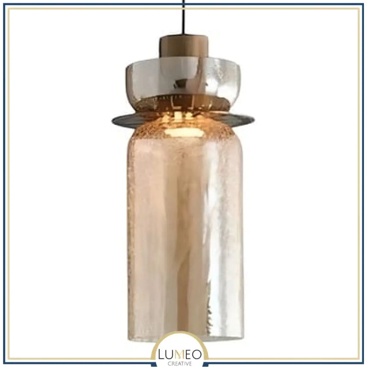 Abat jour | Suspension verre craquelé et laiton Élégance vintage & lumière texturée C / Ambre / 1.5 m
