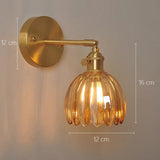 Applique murale vintage en verre nervuré | Luminaire suspendu ou fixe B Ambre