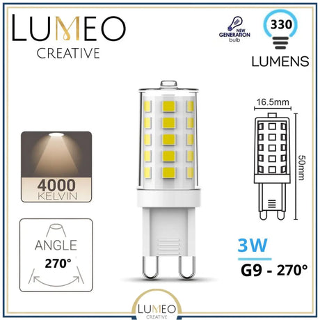 ampoule g9 led 3w 30w 330 lumens blanc neutre lumeo creative
