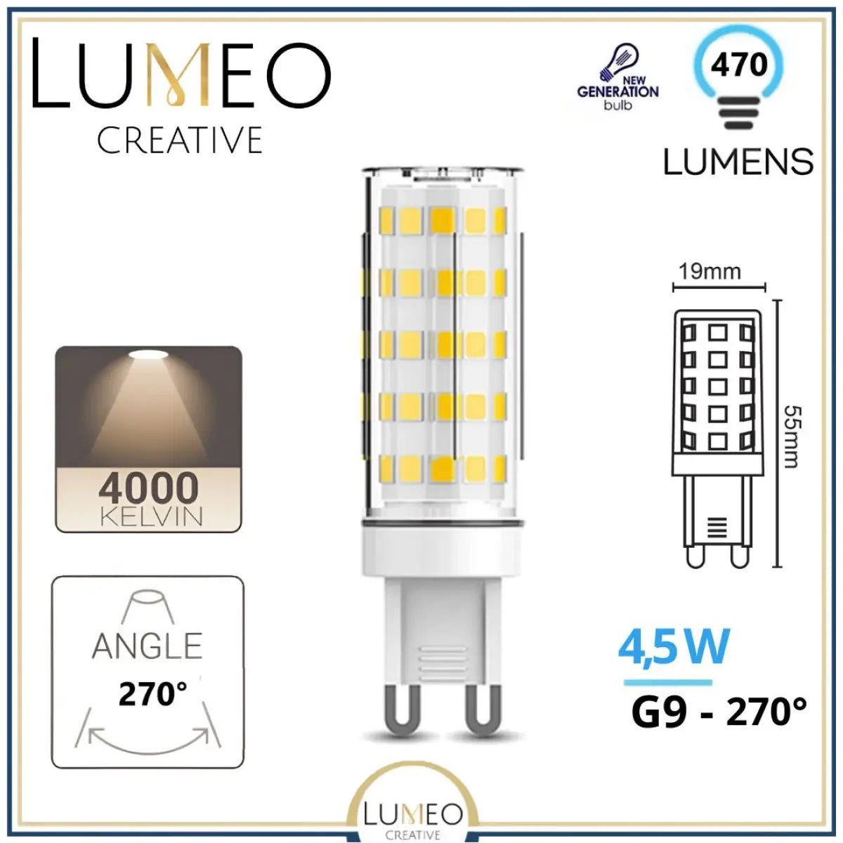 ampoule g9 led 4.5w 40w 470 lumens blanc neutre lumeo creative