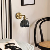 Applique murale vintage en verre nervuré | Luminaire suspendu ou fixe