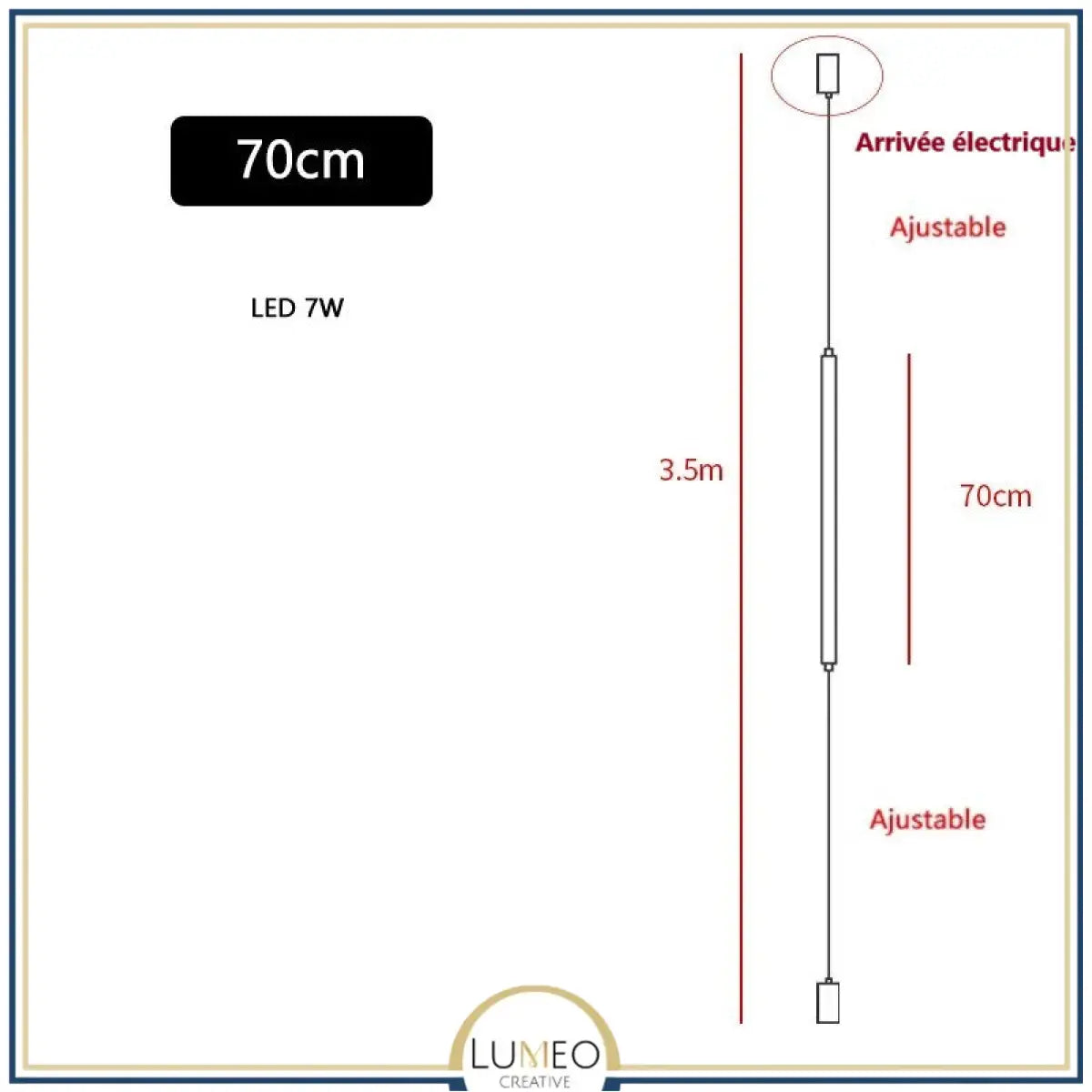Applique linéaire plafond sol | Éclairage minimaliste vertical 70 cm / Sans prise / Blanc froid