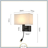 Applique murale avec liseuse LED | Luminaire de chevet chic et élégant Noir / A / Sans USB / Blanc chaud