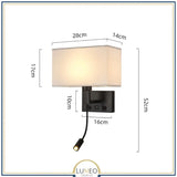 Applique murale avec liseuse LED | Luminaire de chevet chic et élégant Noir / A / Avec USB / Blanc chaud