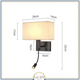 Applique murale avec liseuse LED | Luminaire de chevet chic et élégant Noir / B / Sans USB / Blanc chaud