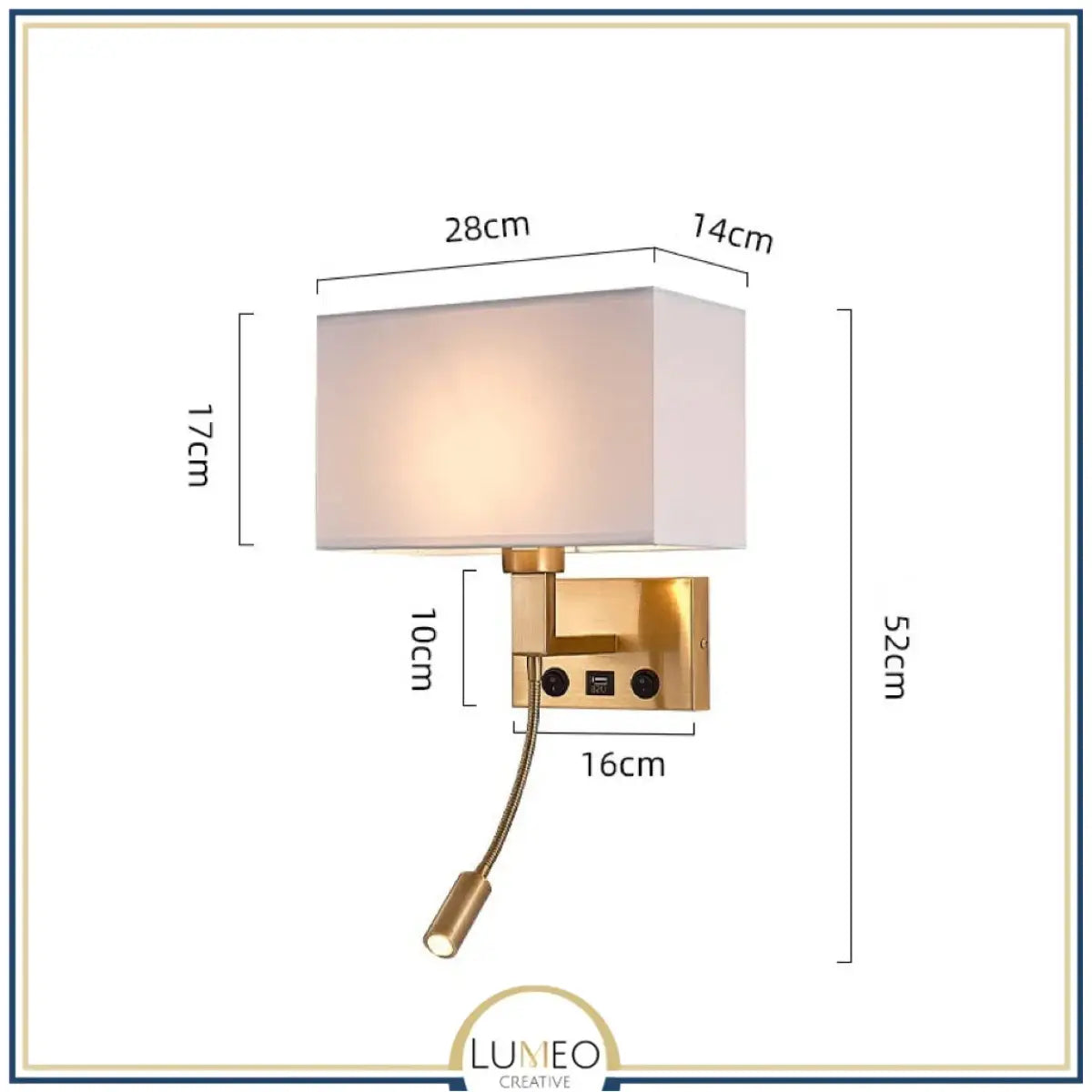 Applique murale avec liseuse LED | Luminaire de chevet chic et élégant Or / A / Avec USB / Blanc chaud