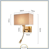 Applique murale avec liseuse LED | Luminaire de chevet chic et élégant Or / C / Sans USB / Blanc chaud