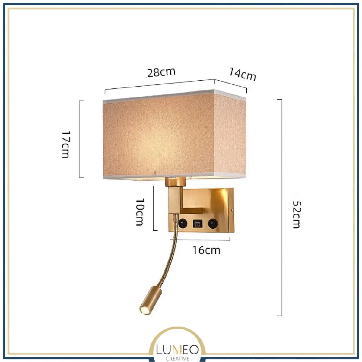 Applique murale avec liseuse LED | Luminaire de chevet chic et élégant Or / C / Avec USB / Blanc chaud