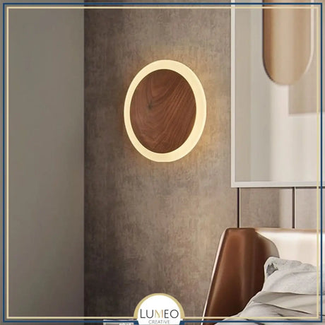 Applique murale bois cercle lumineux | Design chic et naturel