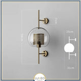 Applique murale cylindrique verre & métal | Luminaire mural style art déco moderne A XL / Cuivre