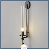 Applique murale rétro chic en verre rainuré | Luminaire mural vintage et sophistiqué Noir / Blanc chaud