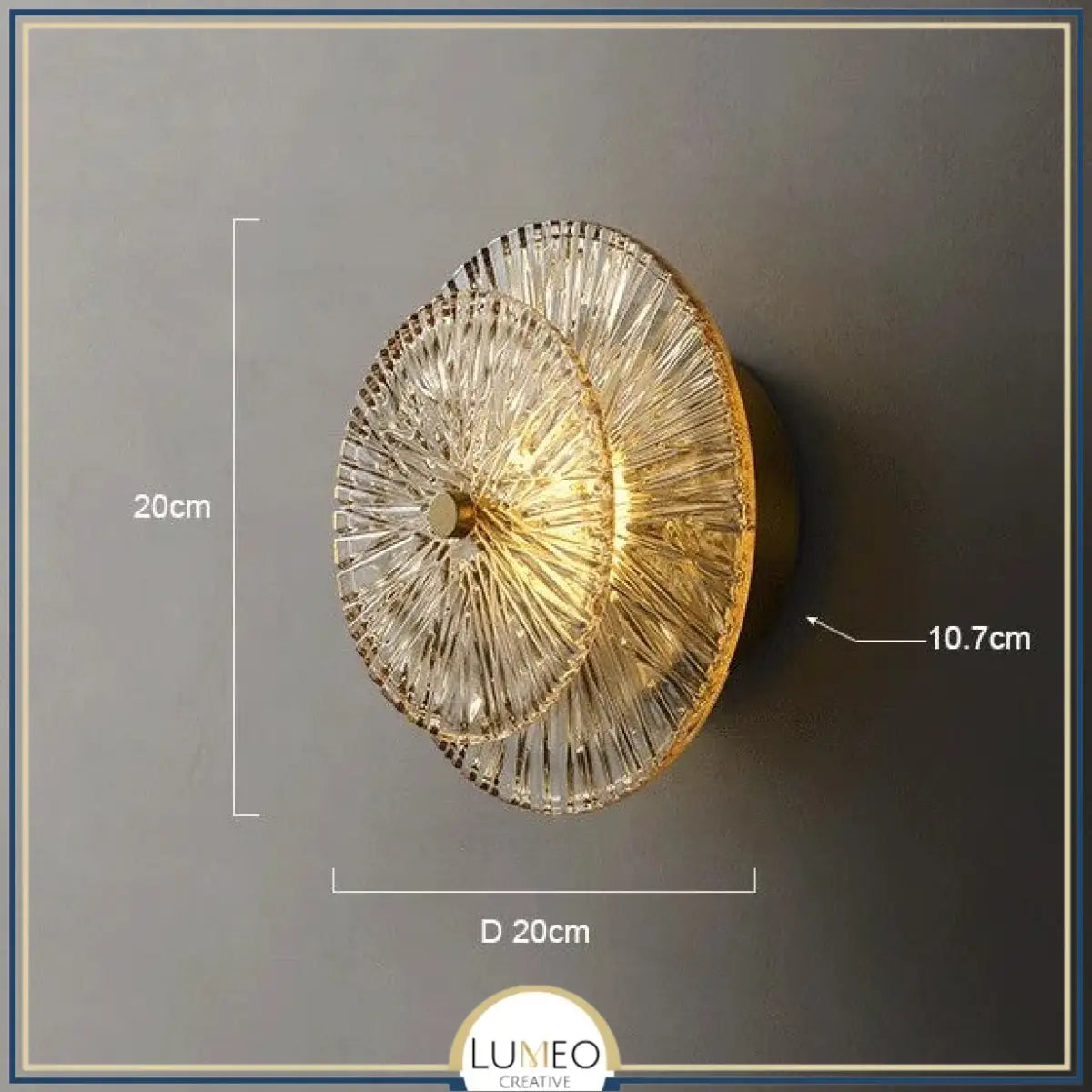 Applique murale ronde en verre rayonnant | Luminaire sculptural au style chic et raffiné B