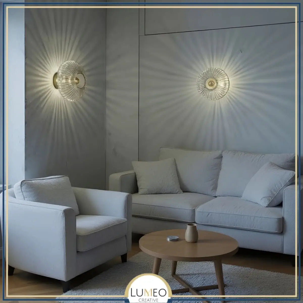 applique murale ronde en verre transparent cristali par lumeo creative