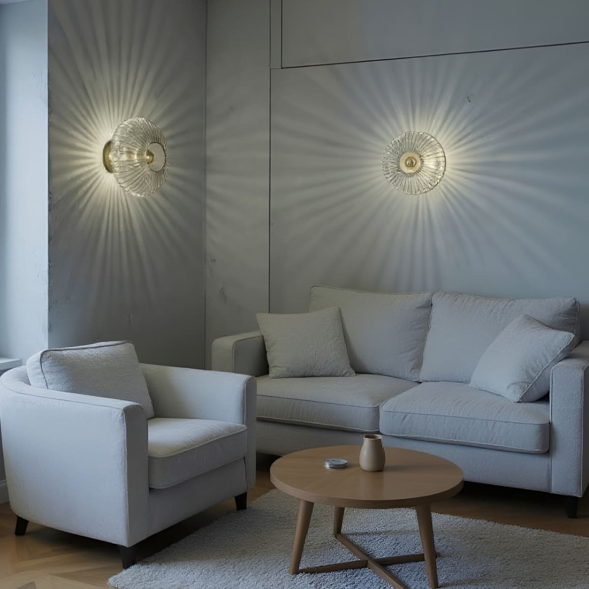 applique murale ronde en verre transparent cristali par lumeo creative