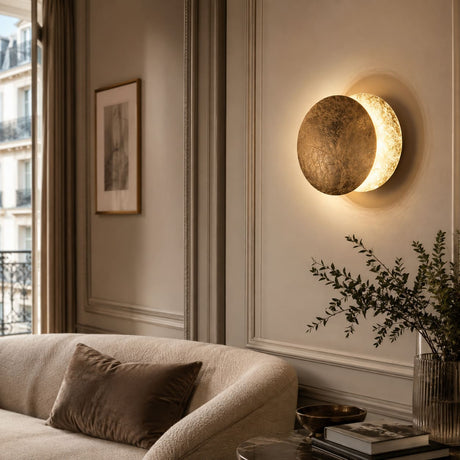 Applique murale dorée ÉCLIPSE | Luminaire sans fil rechargeable ou filaire