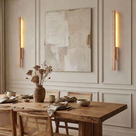 Applique murale LED en travertin | Luminaire design pierre naturelle TOTEM