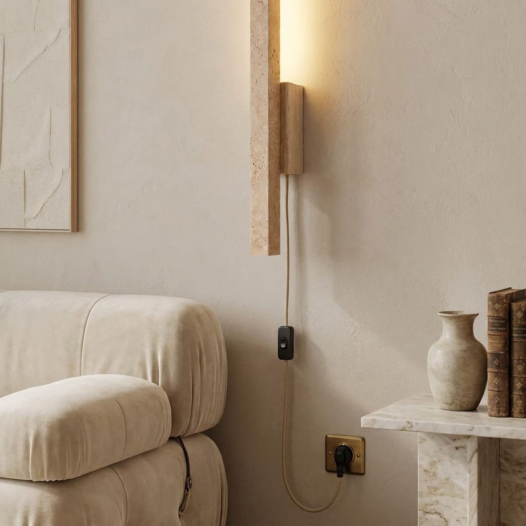 Applique murale LED en travertin | Luminaire design pierre naturelle TOTEM