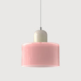 Suspension en verre coloré | Élégance rétro & touche pop Rose / Blanc